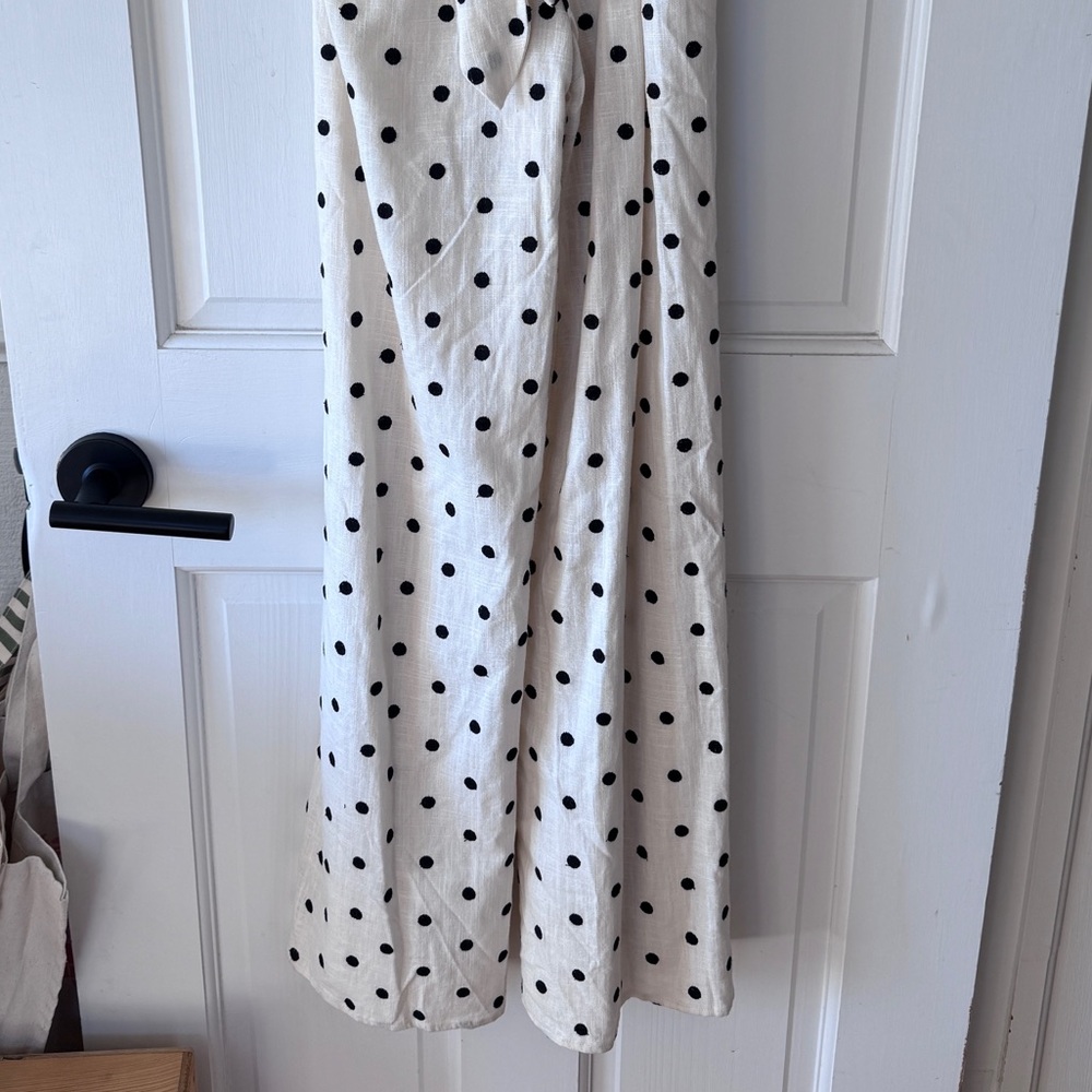 Tularosa-Revolve Lainey Polka Dot Jumpsuit Ivory and Black Size XXS Linen Blend - Picture 4 of 10